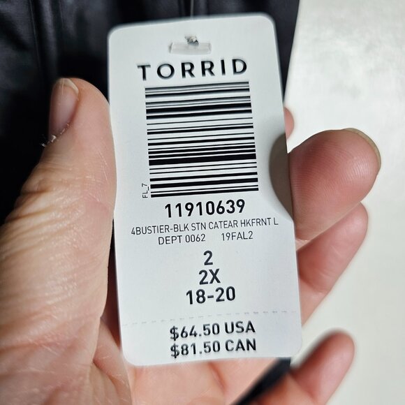 TORRID Black Satin Cat Hook Front Bustier Size 2x - Picture 7 of 7